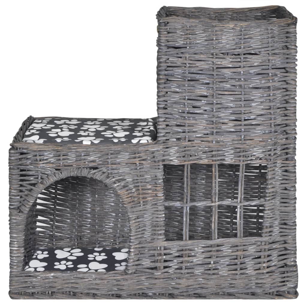 vidaXL Willow Cat Tree Pet House/Bed/Castle/Scratching Post with Cushion-0
